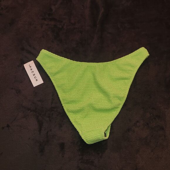 LA Hearts by PacSun Green Riviera Scrunch High Cut Bikini Bottom Size LARGE - Picture 1 of 4